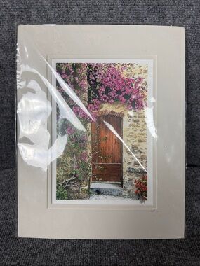 Framed Floral Door Art Print with Pink Bougainvillea
